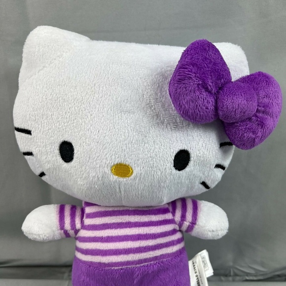 Hello Kitty Fiesta Toy 12" Plush Purple Bow Stripes - Picture 2 of 6